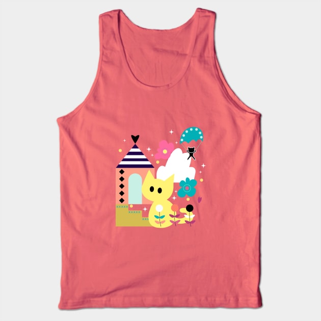 Cute Cat on Vacation Tank Top by Maolliland